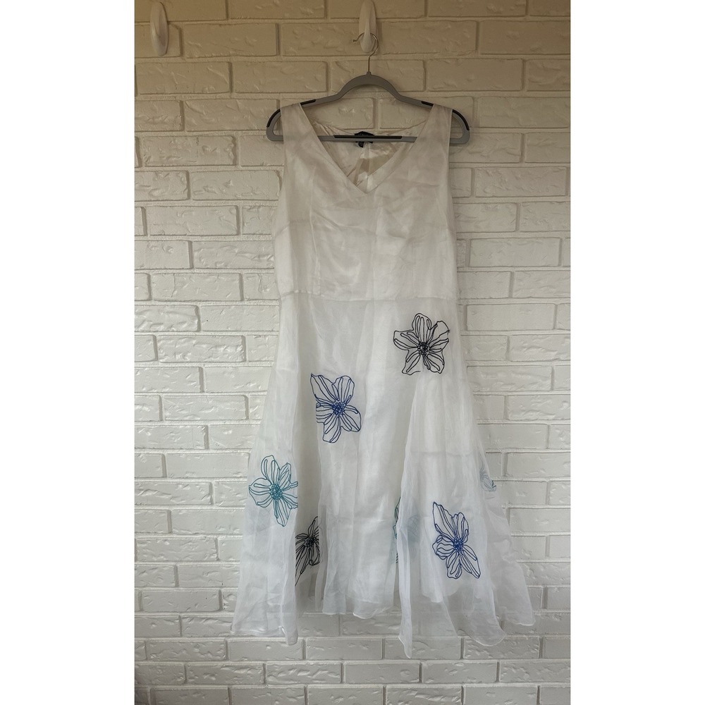 Due Per Due Vestie Sheer Floral 100% Silk Rehearsal Dinner Dress Ivory Size 16‎
